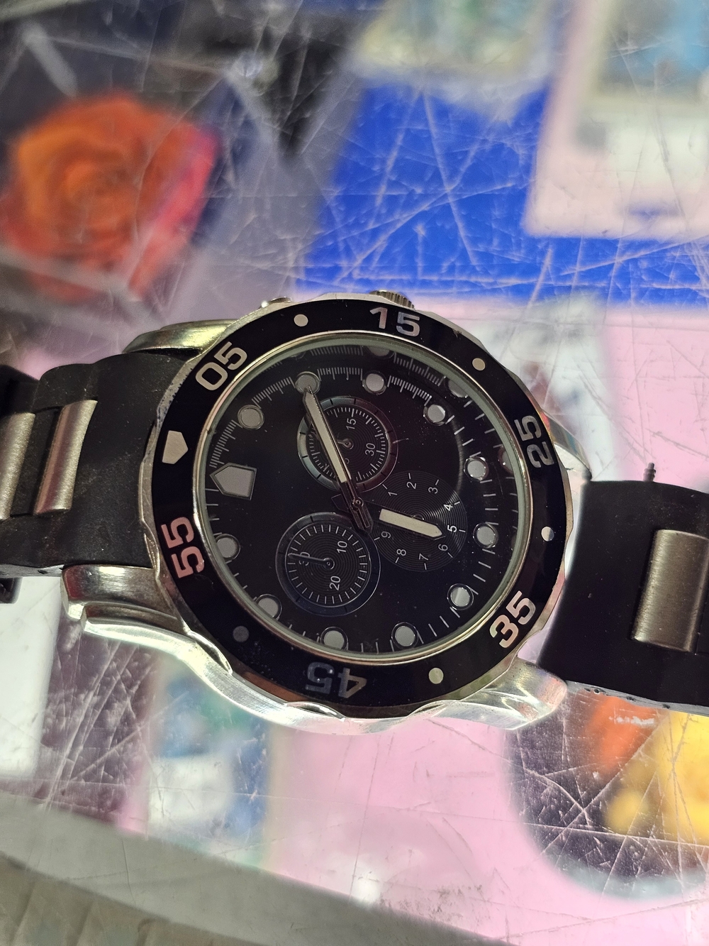 Men's Black Sport Chronograph Watch - Unbranded